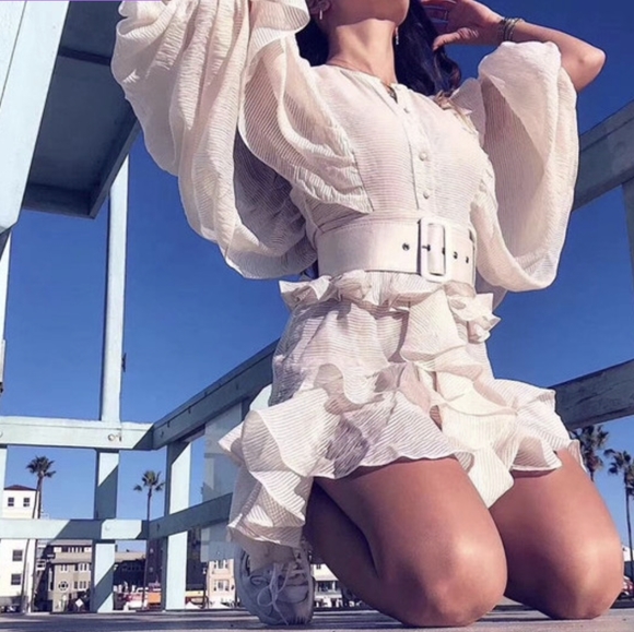 NWT Bohemian Long Sleeve Vacation Ruffle Flowy Ruffle Dess Size:Small-Large - Picture 6 of 16